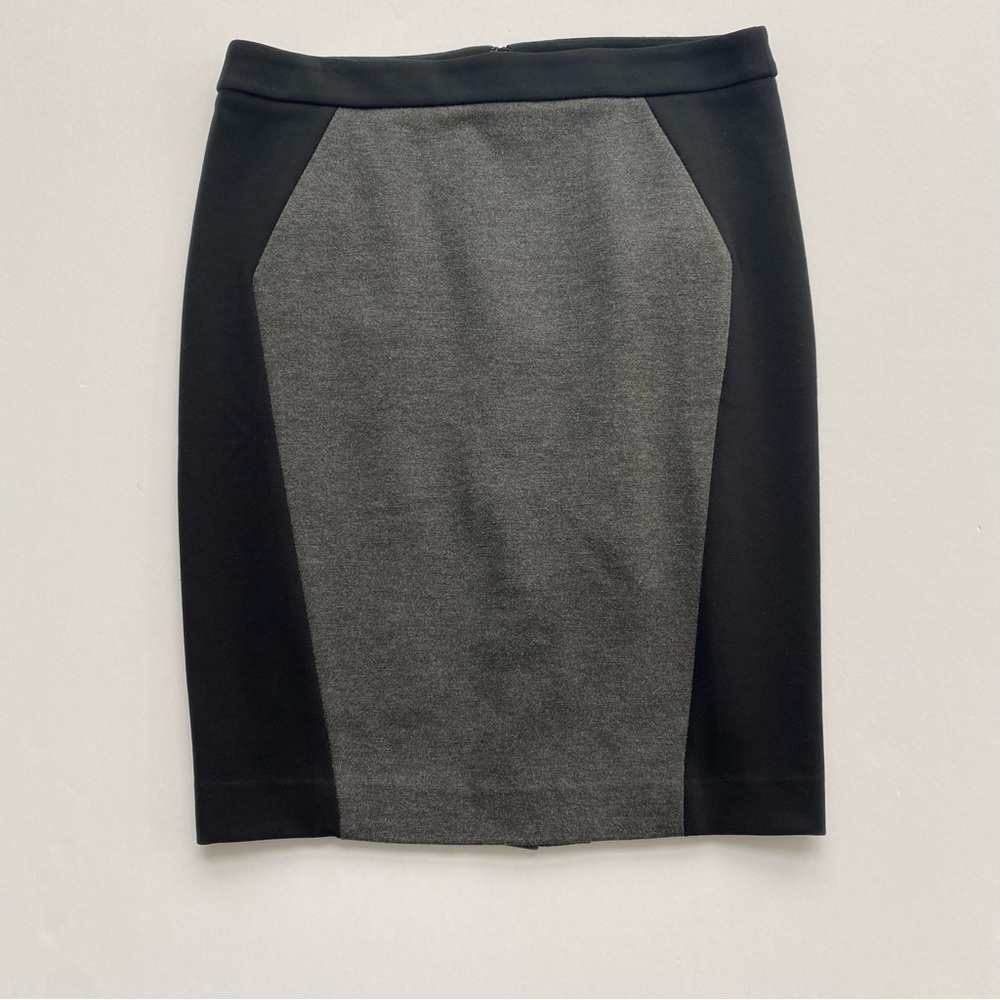 LOFT Ann Taylor Black Gray Color block Ponte Knit Pencil Skirt Stretch Size 6